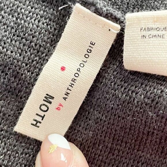 Moth Tie Front Wide Leg Knit Gray Cropped Sweater Wool Blend Pants M Workwear - Picture 9 of 11